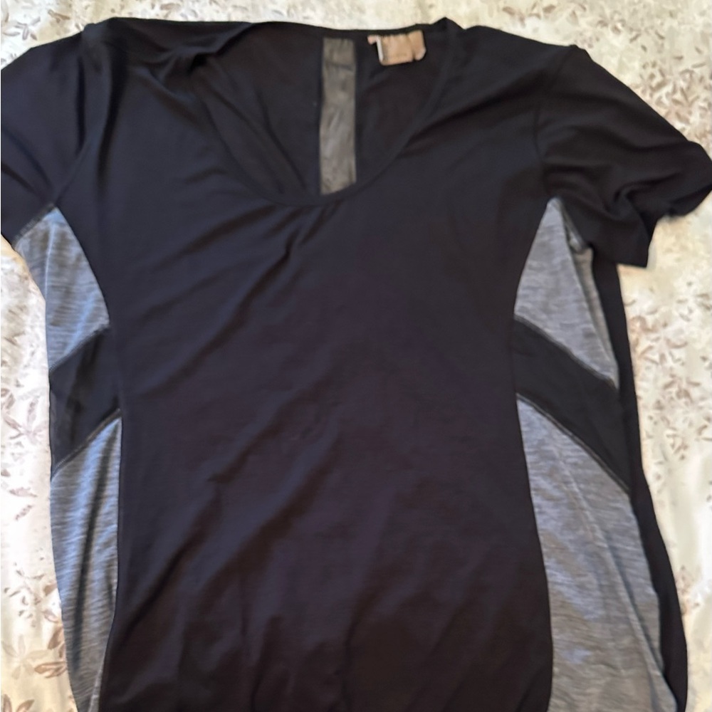 Athleta Black and Gray Short Sleeve Tee “run light”